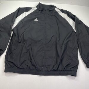 Adidas Windbreaker Jacket Men's Black Full Zip Size XL Mock Neck Lightweight